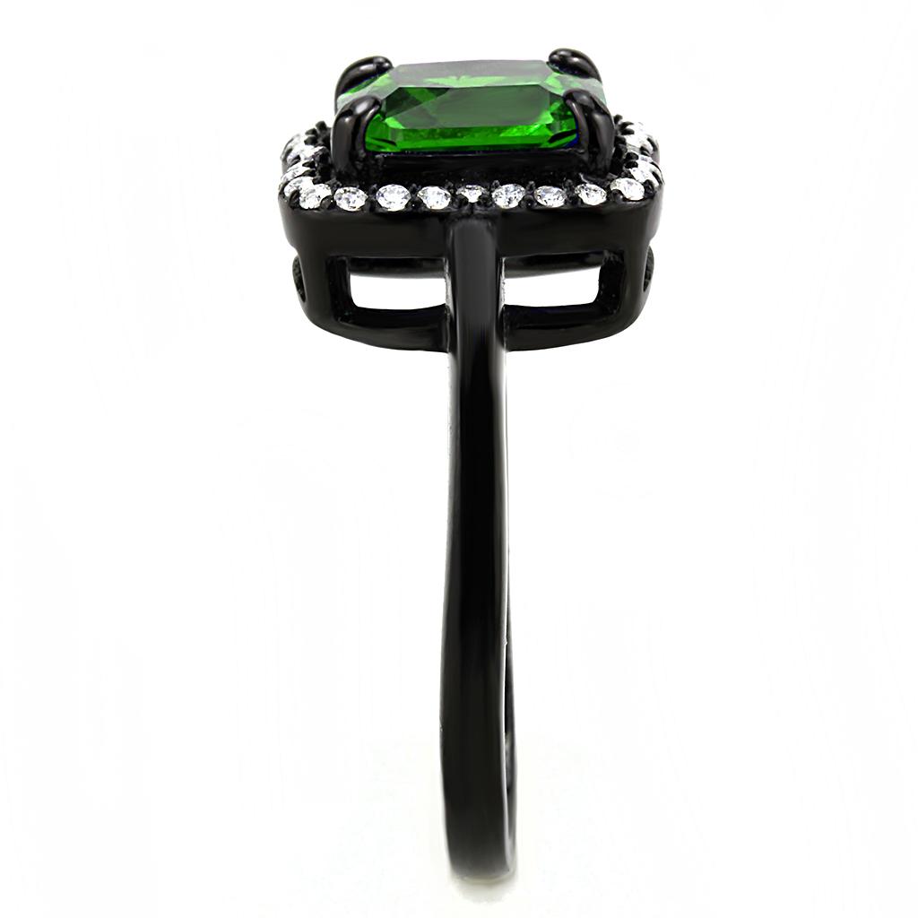 DA029 - IP Black(Ion Plating) Stainless Steel Ring with AAA Grade CZ