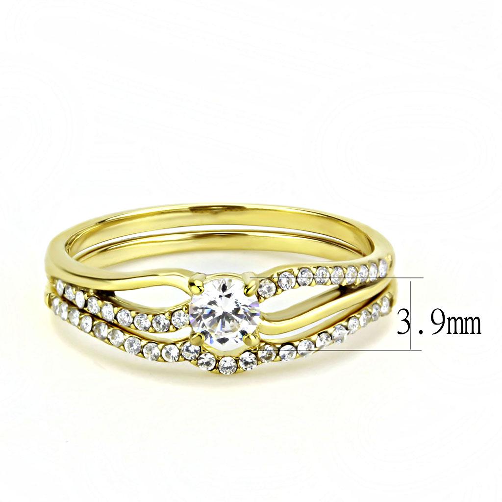 DA277 - IP Gold(Ion Plating) Stainless Steel Ring with AAA Grade CZ