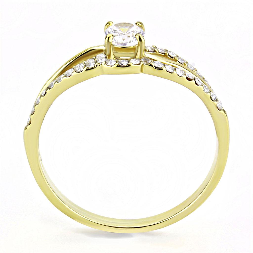 DA277 - IP Gold(Ion Plating) Stainless Steel Ring with AAA Grade CZ