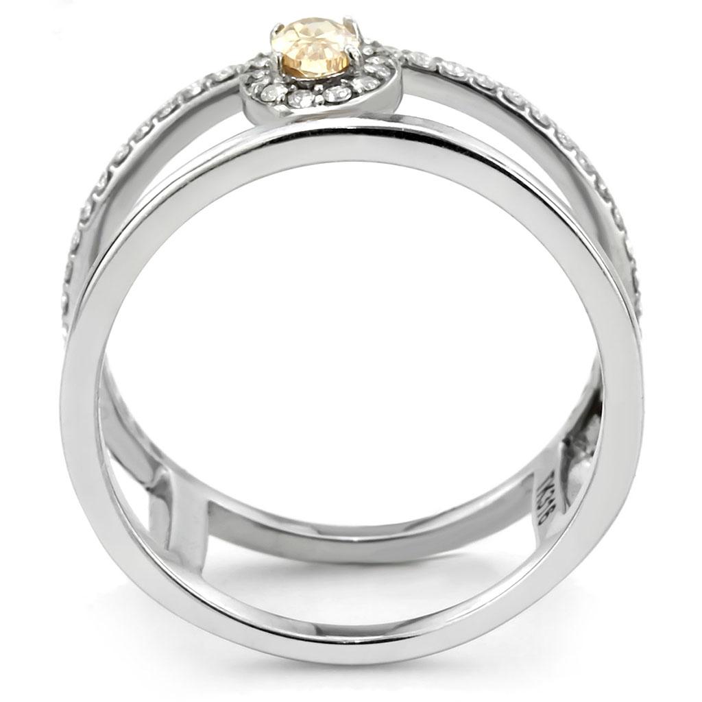 DA352 - High polished (no plating) Stainless Steel Ring with AAA Grade