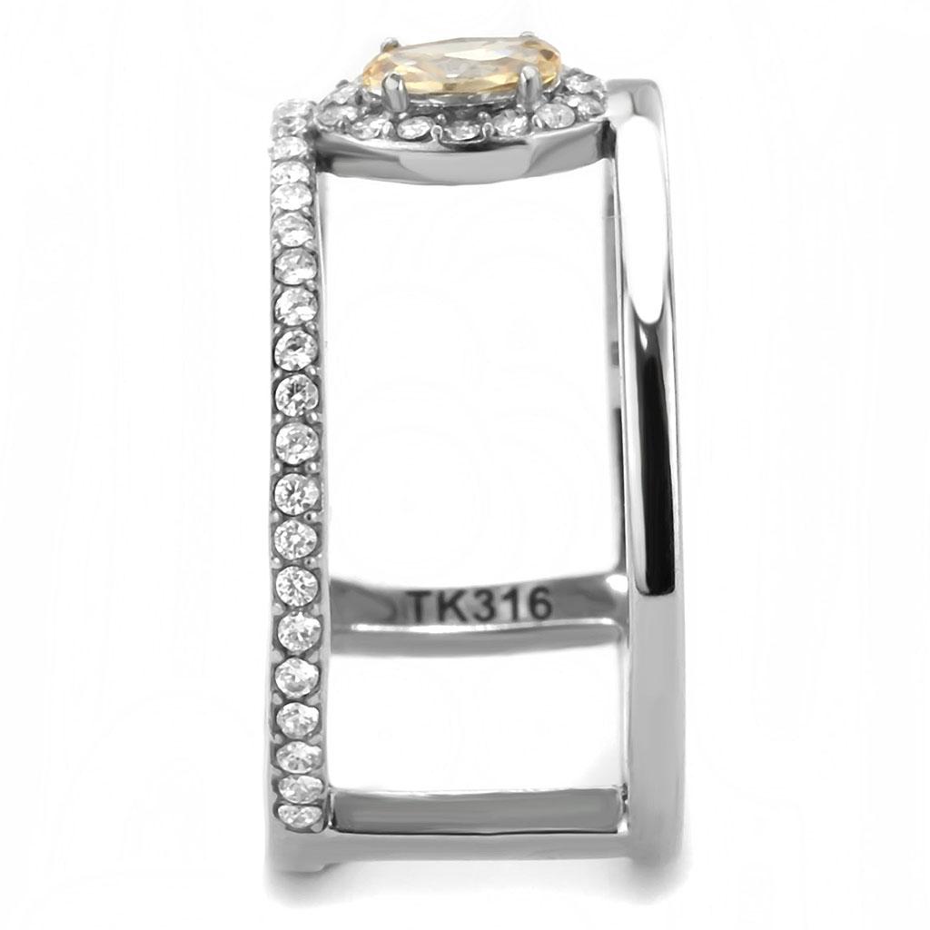 DA352 - High polished (no plating) Stainless Steel Ring with AAA Grade