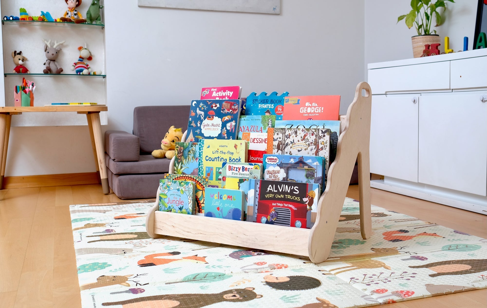 Seatable Wooden Bookshelf / Small-Medium-Large Size