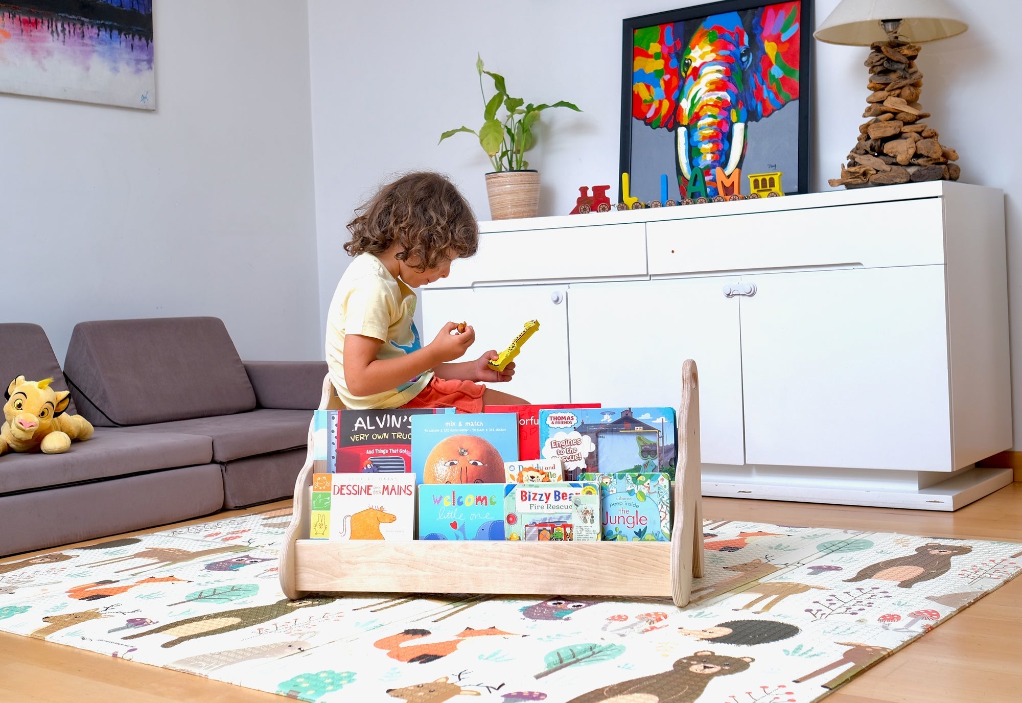 Seatable Wooden Bookshelf / Small-Medium-Large Size
