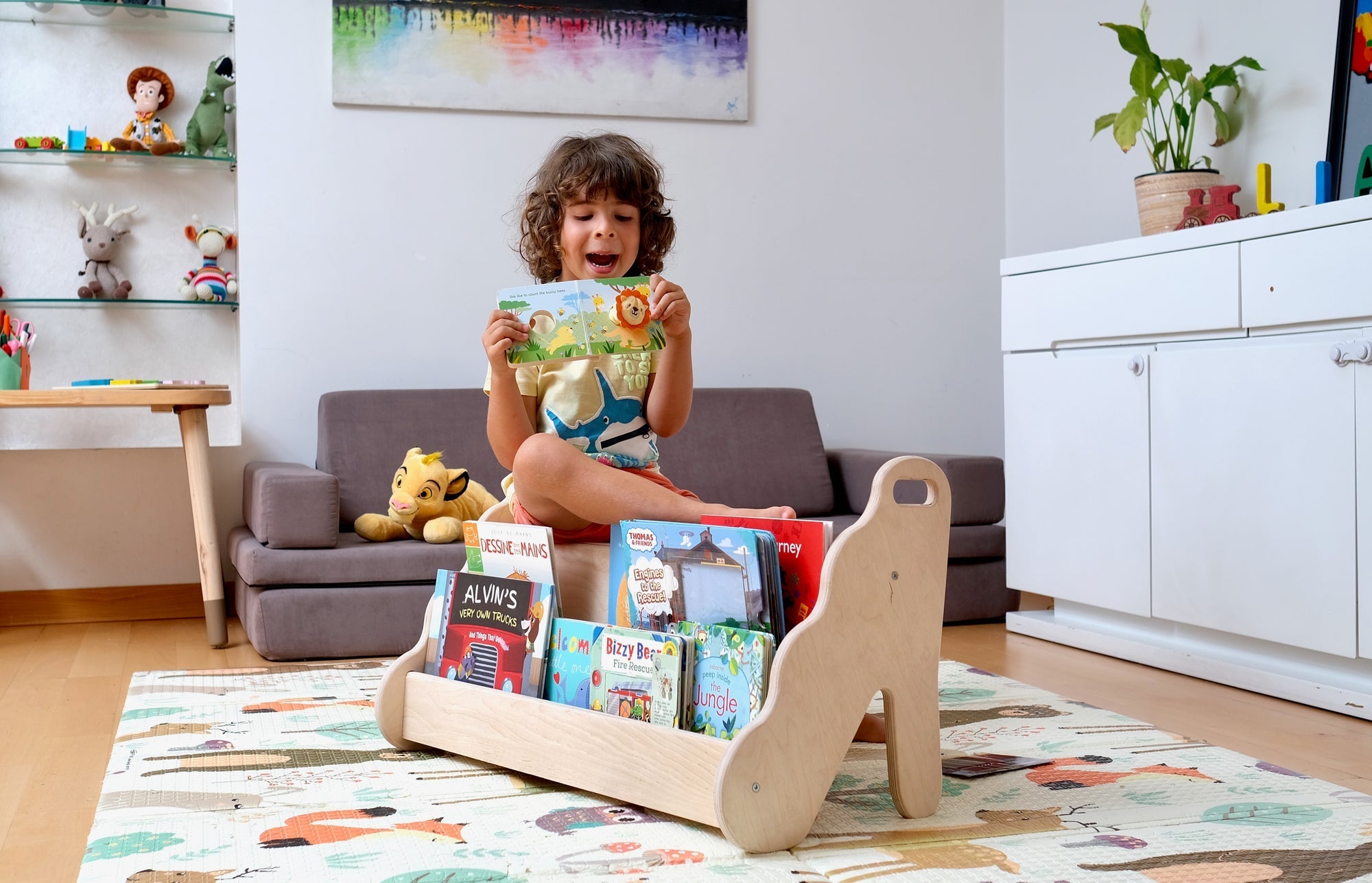 Seatable Wooden Bookshelf / Small-Medium-Large Size