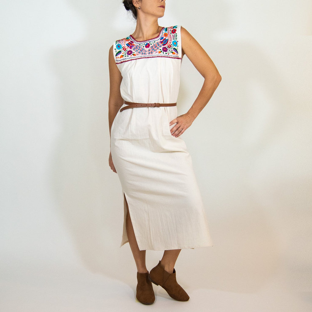 Maxi Isidra, White Mexican Embridered Dress