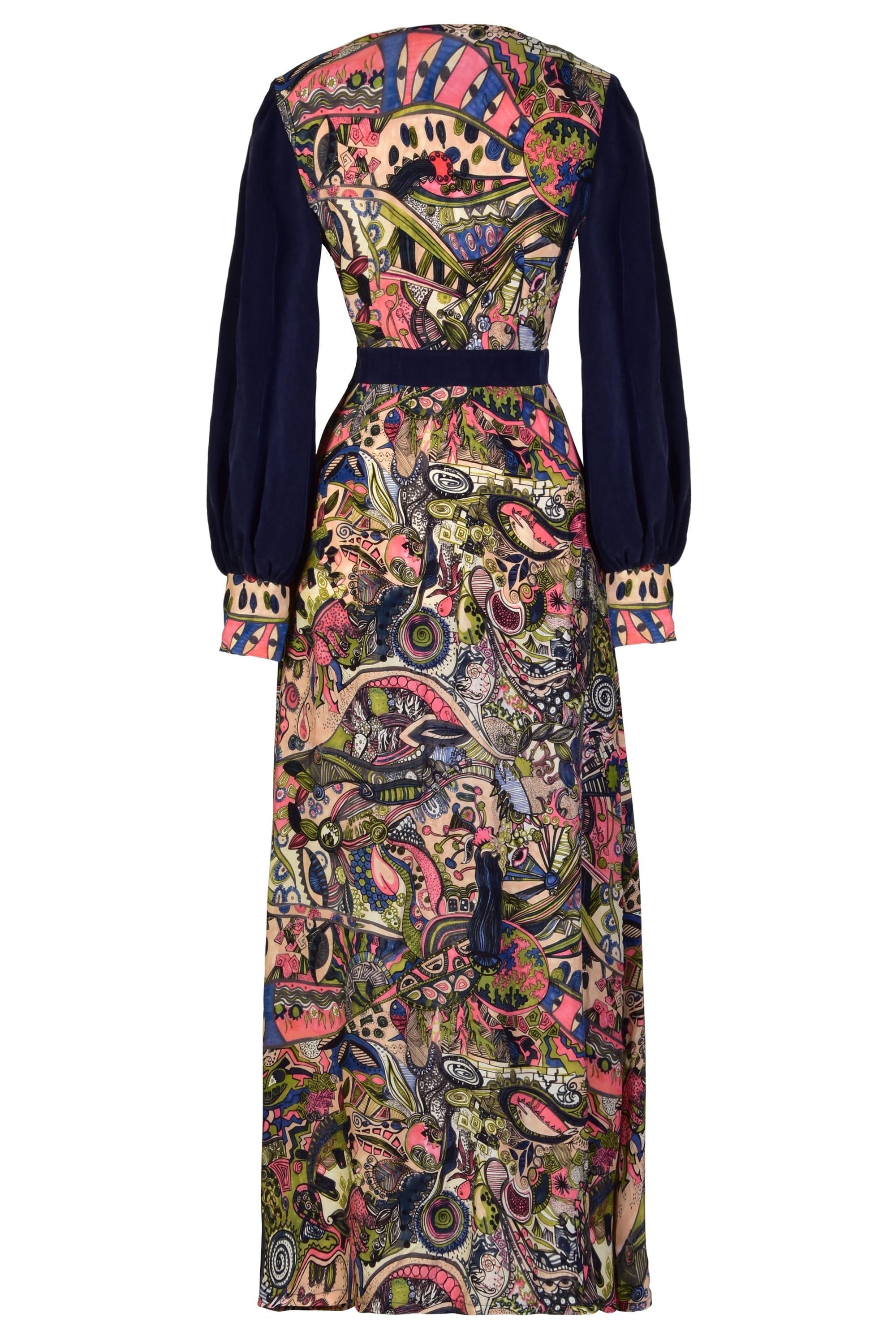 Hand painted Long Sleeve Maxi Dress