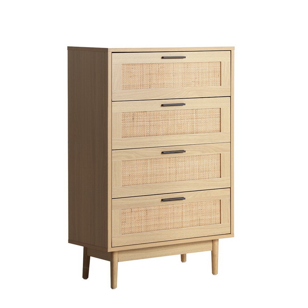 Artiss 4 Chest of Drawers Rattan Tallboy Cabinet Bedroom Clothes
