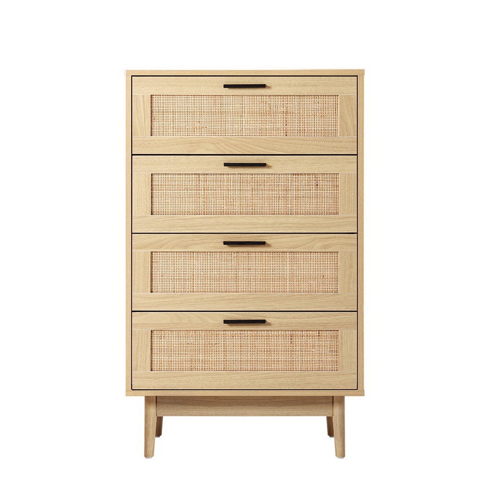 Artiss 4 Chest of Drawers Rattan Tallboy Cabinet Bedroom Clothes