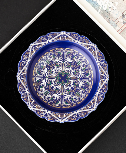 999 Silver Filigree Porcelain Teapot &amp; Saucer Gift Set — Imperial Blue