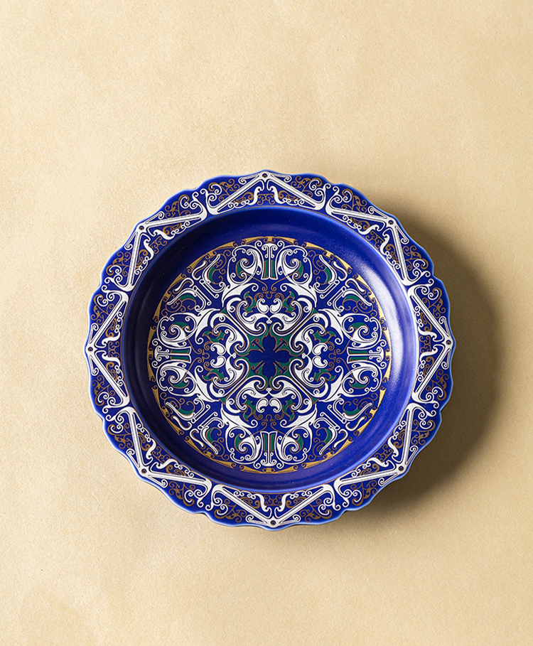 999 Silver Filigree Porcelain Teapot &amp; Saucer Gift Set — Imperial Blue
