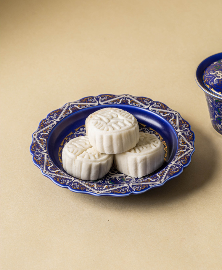 999 Silver Filigree Porcelain Teapot &amp; Saucer Gift Set — Imperial Blue