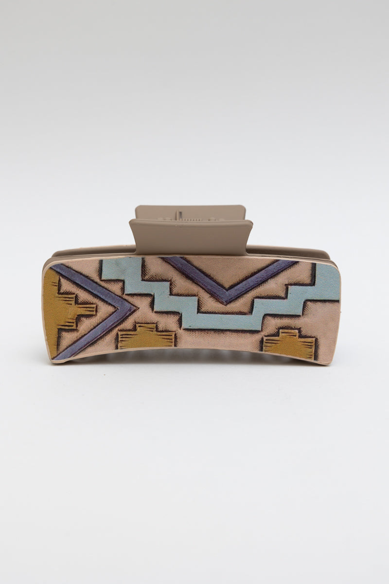 Western Hair Claw Clip – Geometric Tribal Pattern Styling Accessory 🌟