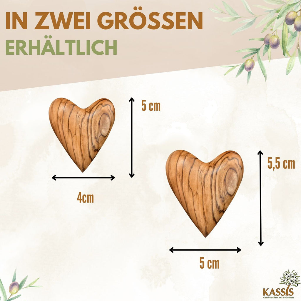 Personalisiertes Olivenholz Herz mit Gravur | Handschmeichler als