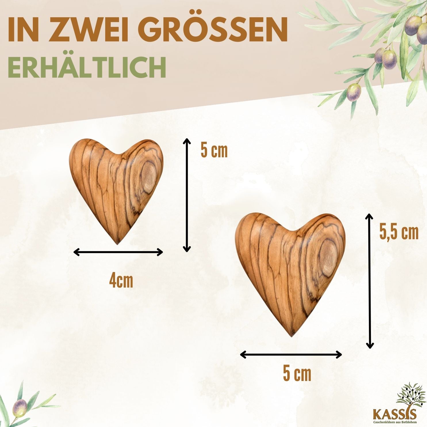 Personalisiertes Olivenholz Herz mit Gravur | Handschmeichler als