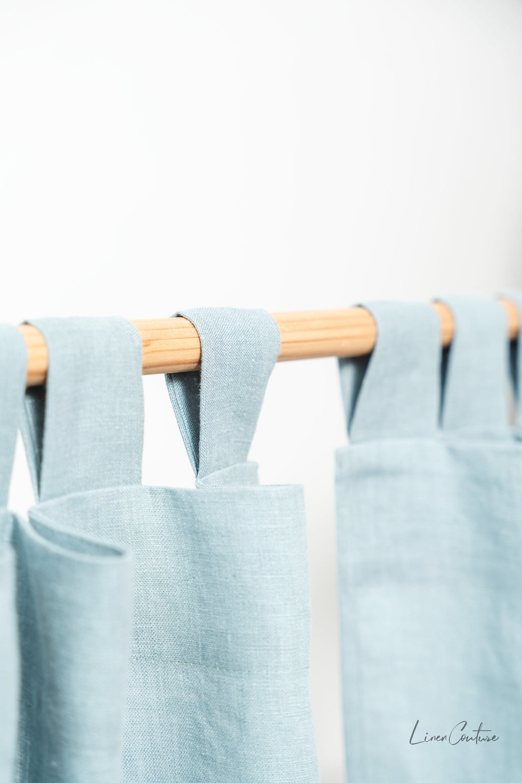 Greyish Mint linen curtain with tabs
