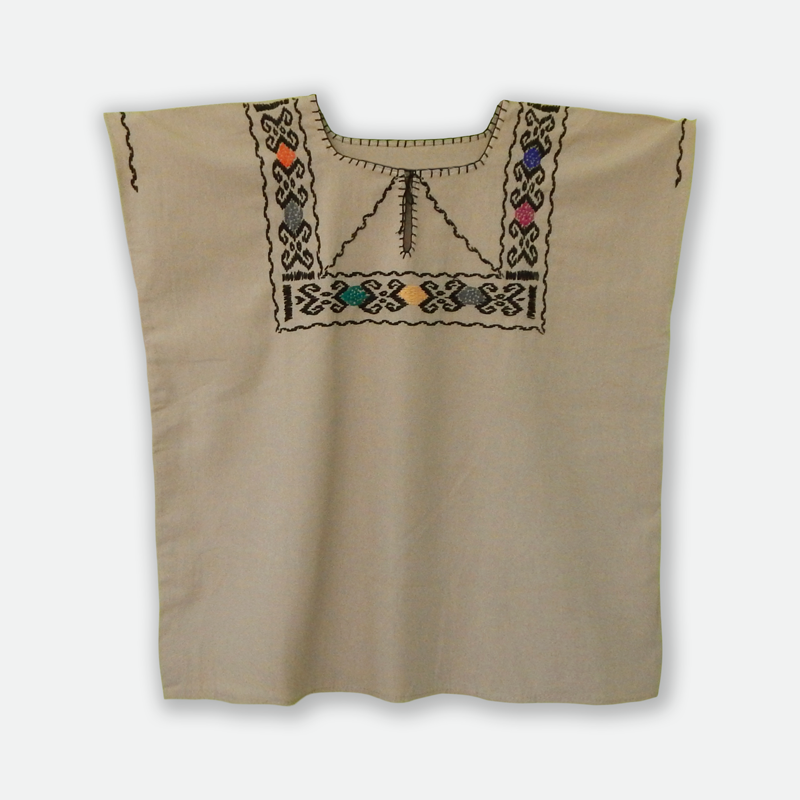 Beige Blouse with Hand Stitched on Chest