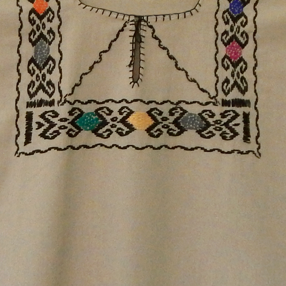 Beige Blouse with Hand Stitched on Chest