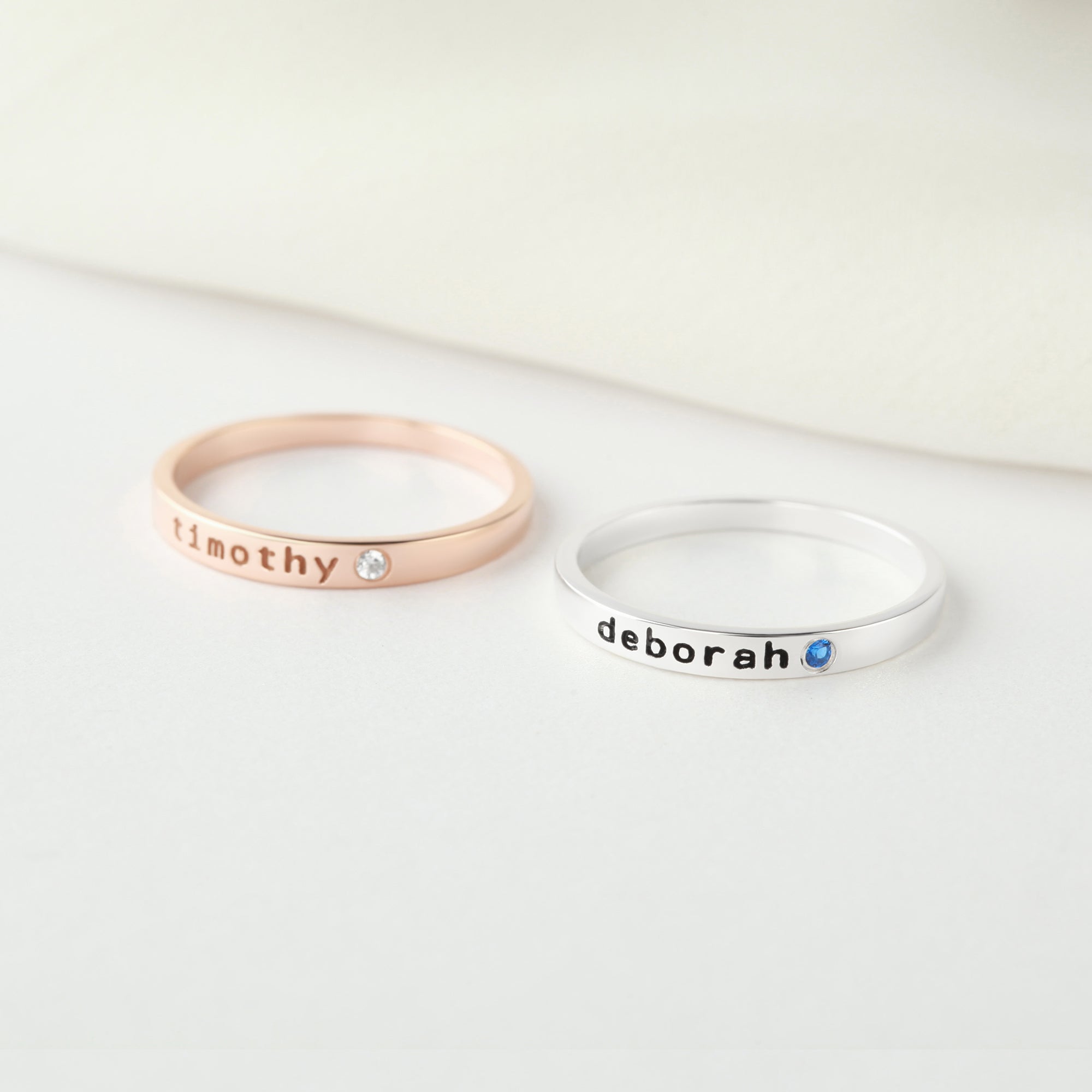 Personalized Name Ring With Birthstone, Stackable Name Ring, Mom Ring