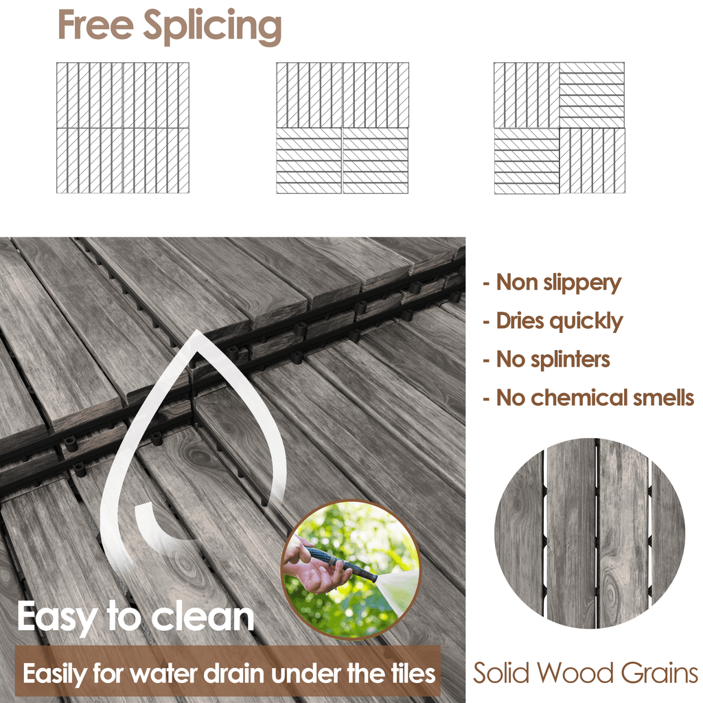 Hardwood Interlocking Patio Deck Tiles - Easy to Install