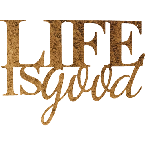 Hammered copper metal wall art by Malachite featuring the "Life is Good" design for home decor.