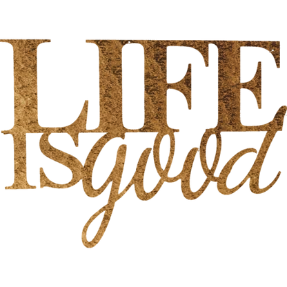 Hammered copper metal wall art by Malachite featuring the "Life is Good" design for home decor.