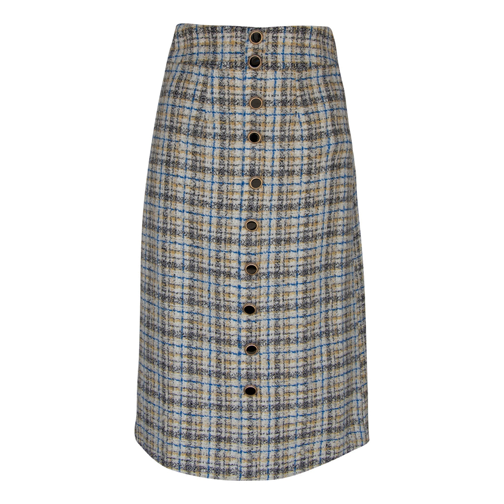 Luxe Plaid Tweed Pencil Skirt – Women’s Chic Tweed Skirt