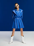 High Collar Leather Mini Dress