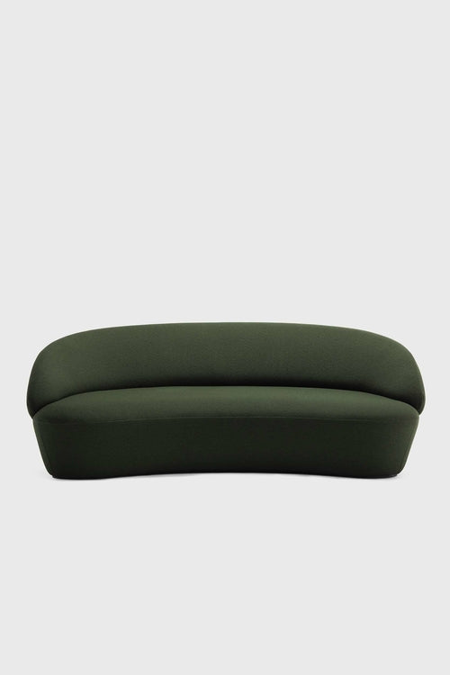 Aquamarine Poppy Naïve Sofa in green fabric, showing a modern furniture piece with plush cushions and sleek design.