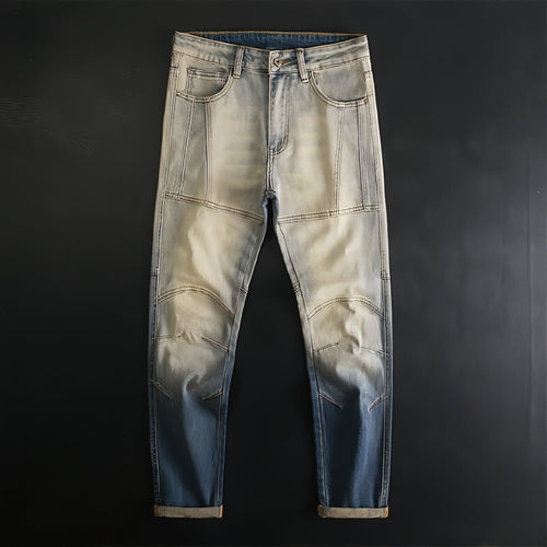 UrbanEase™ Retro Patchwork Motorcycle Jeans Men