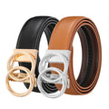 Fashion simple double ring men's automatic belt real belt gold and