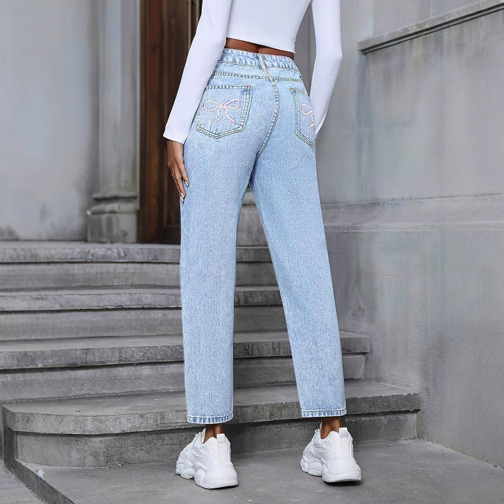 DenimDare™ Loose Straight Ripped Denim Jeans