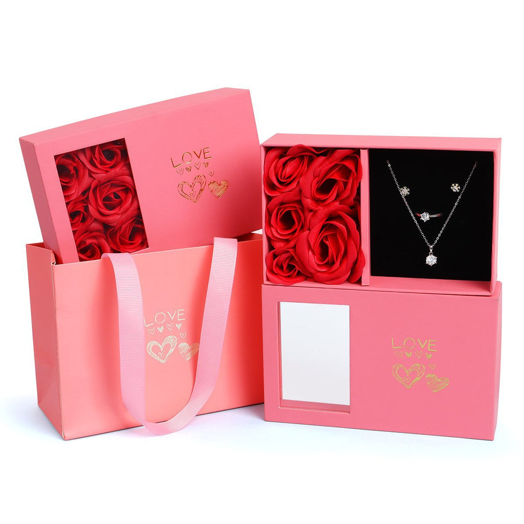 Heaven and Earth Cover Rose Jewelry Box Six Flowers Ring Box