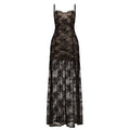 Women Clothing See through Lace Split Pleated Sling Elegant Dress