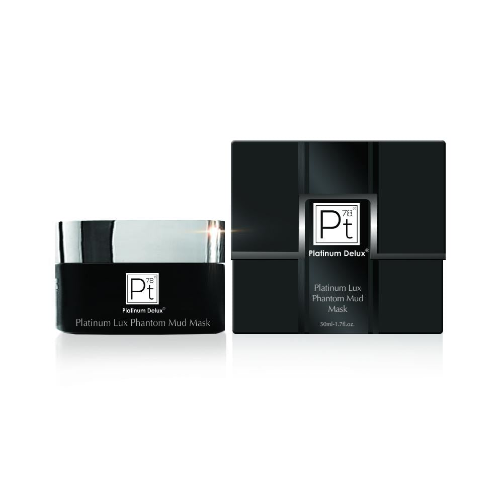 Amaranth Daisy Platinum Lux Phantom Mud Mask in a jar, designed for bath and beauty skincare routines.