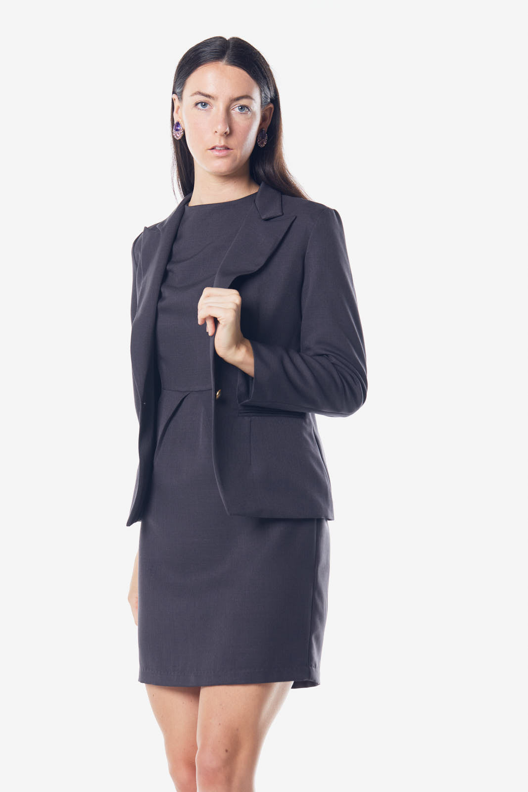 Luxe Charcoal Blazer – Women’s Tailored Office Jacket