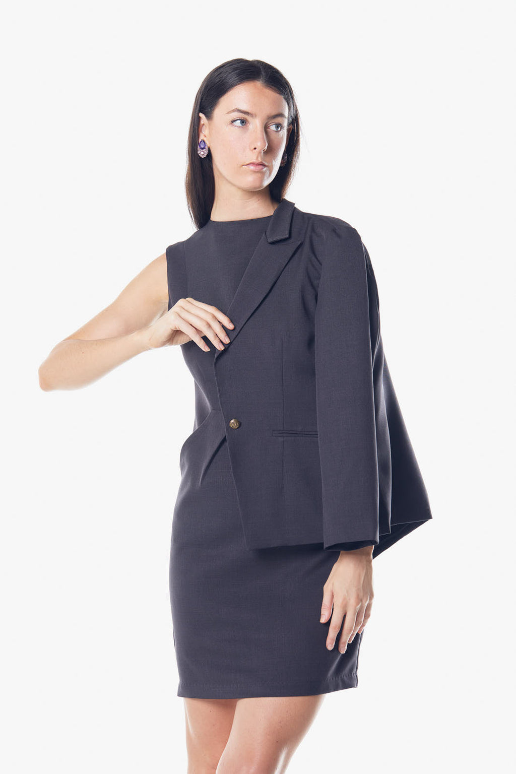 Luxe Charcoal Blazer – Women’s Tailored Office Jacket