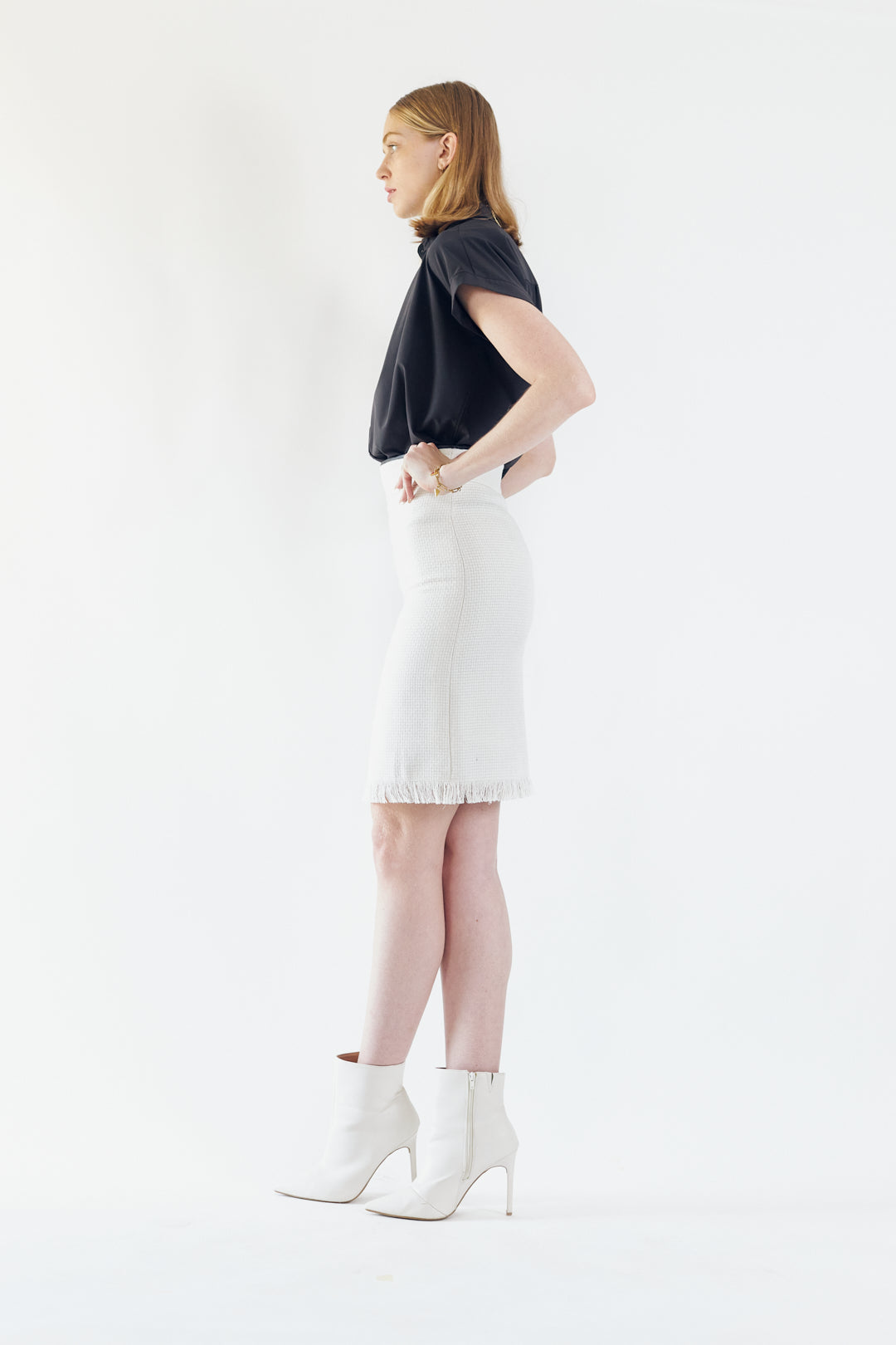 Luxe White Mini Tweed Skirt – Women’s Chic Mini Skirt
