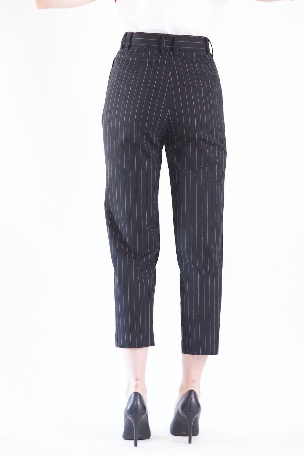 Black Pinstripes Suit Pants – Women’s Tailored Office Trousers
