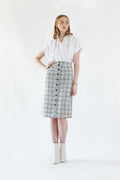 Luxe Plaid Tweed Pencil Skirt – Women’s Chic Tweed Skirt