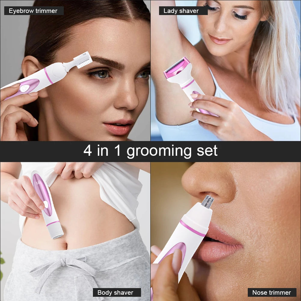 4 In 1 Electric Lady Shaver Body Hair Removal Epilator Painless