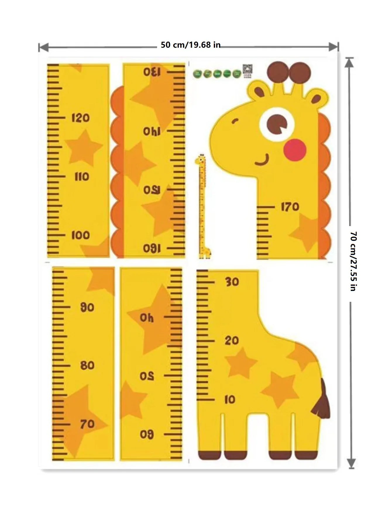 Cute Cartoon Height Sticker Unicorn Dinosaur Giraffe Wall Height