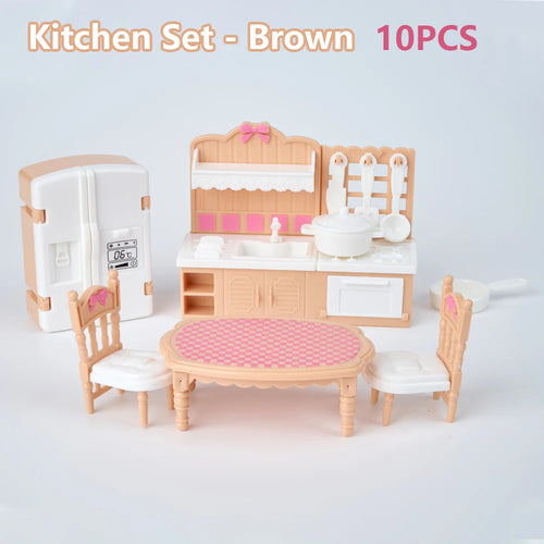 24Pcs Style Brown Miniature DollhouseFurniture Accessory Kids Toy Cute