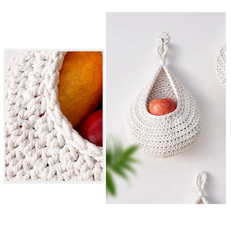Wall Hanging Fruit Baskets For Kitchen 3 Pack Woven Produce Holder