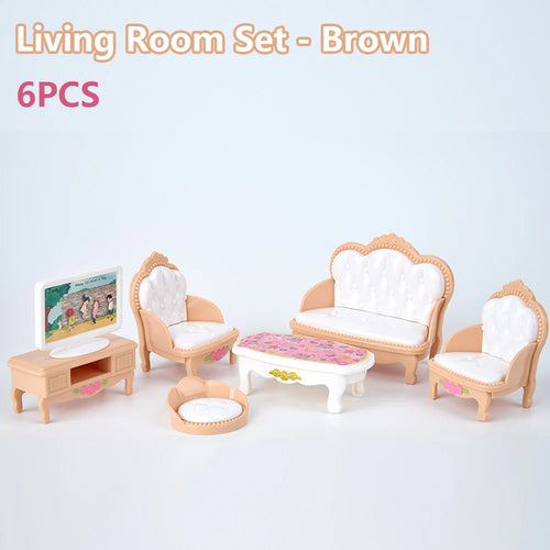 24Pcs Style Brown Miniature DollhouseFurniture Accessory Kids Toy Cute