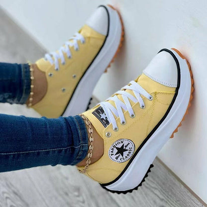 Silver Juneberry flat lace-up sneakers with patterned canvas for women, casual sport shoes with a comfortable fit.