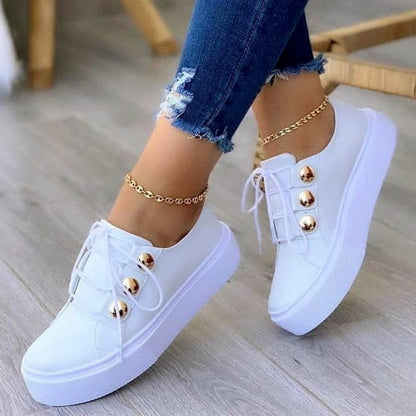 Red Iphigenia light breathable female flat shoes in rose gold, white, gold, and black, showing a casual footwear style.