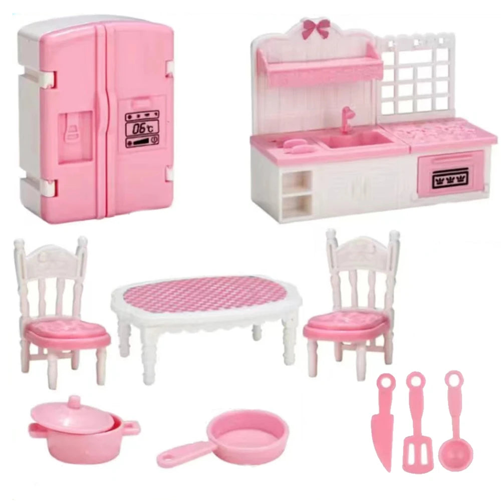 24Pcs Style Brown Miniature DollhouseFurniture Accessory Kids Toy Cute