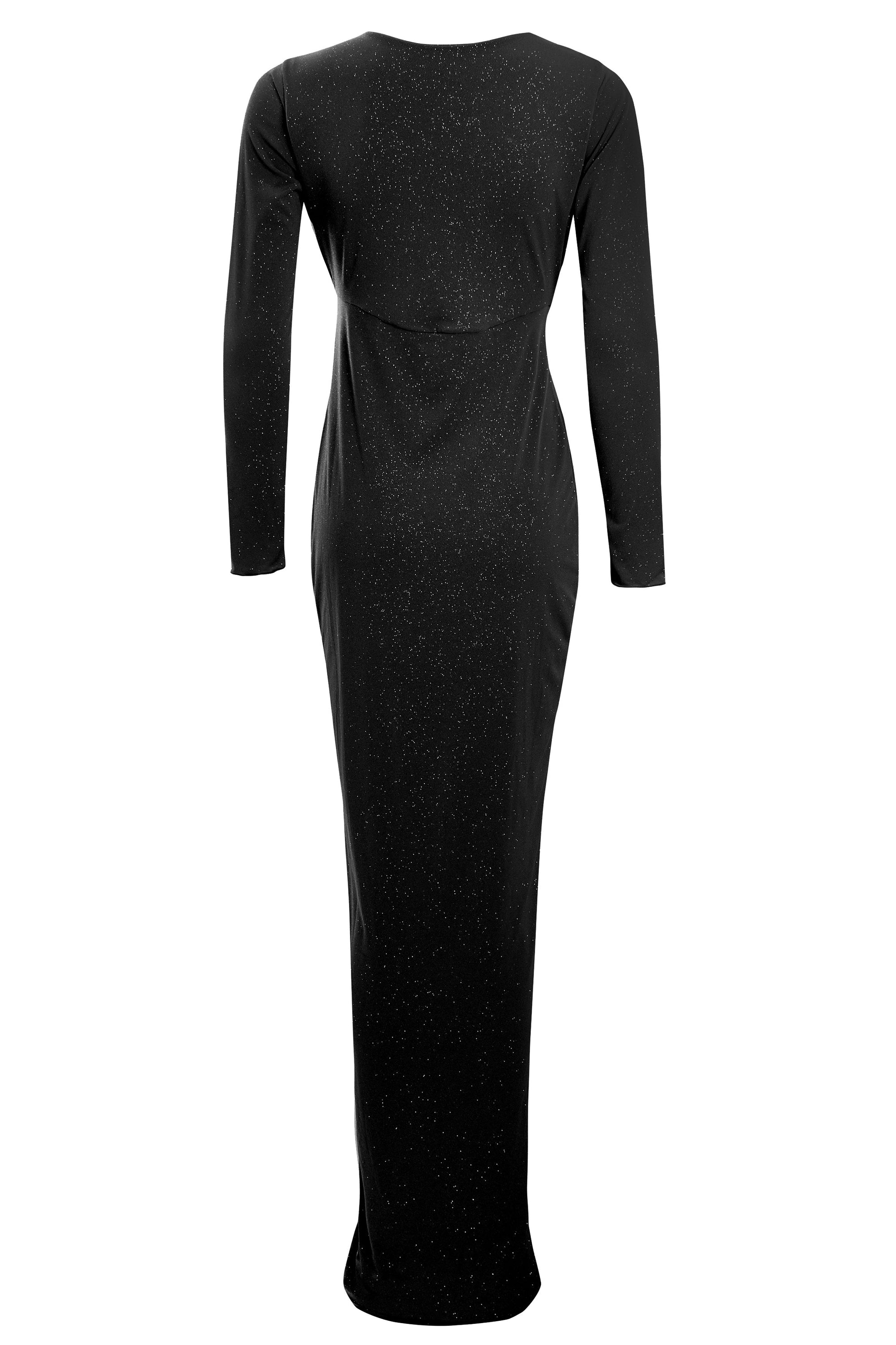 Sparkly Black Twist Front Dress
