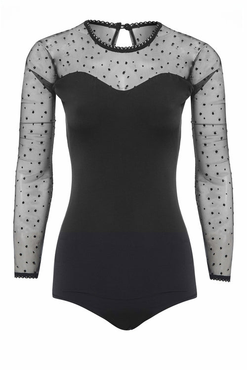 Long-Sleeve Mesh Bodysuit