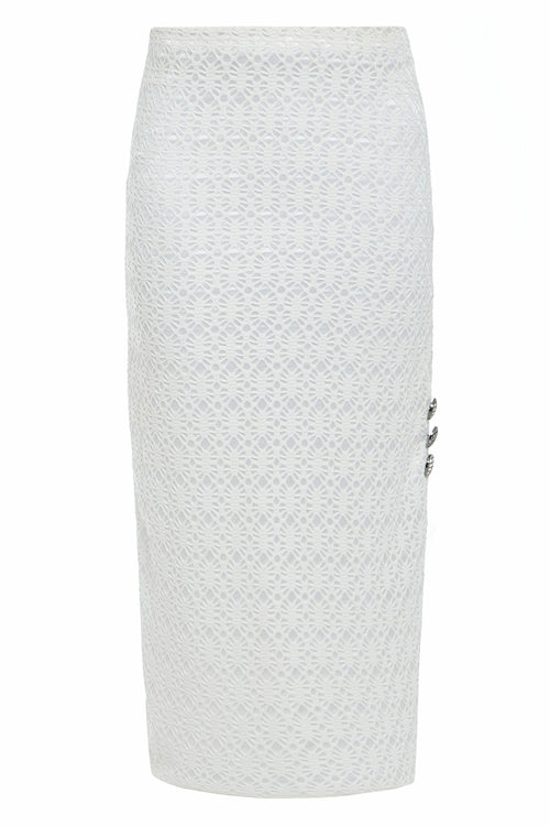 White Bodycon Lace Skirt